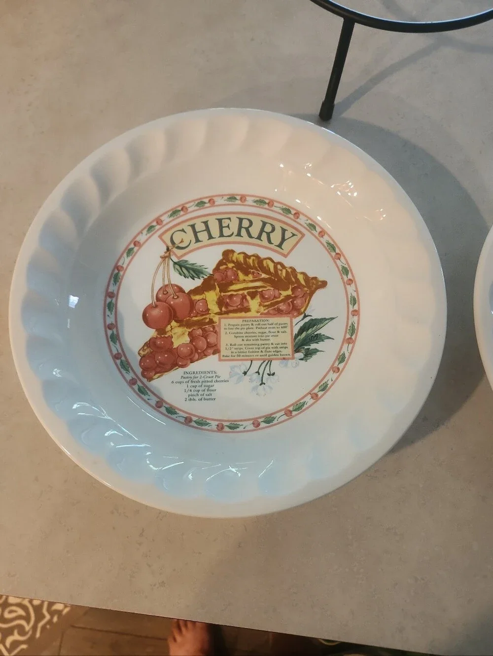 Apple Fruit Pie And Cherry Pie Ceramic Recipe Pie Plates With 2 Tier Stand